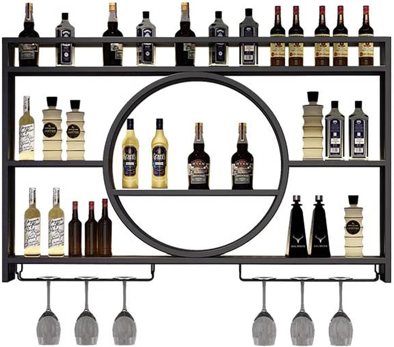 Metal Wall Mounted Wine Display Rack, Bar Unit Floating