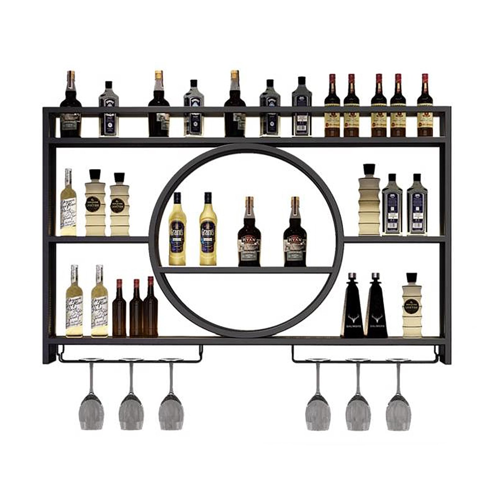 Présentoir à vin mural moderne en métal pour optimiser l'espace des bars et salons