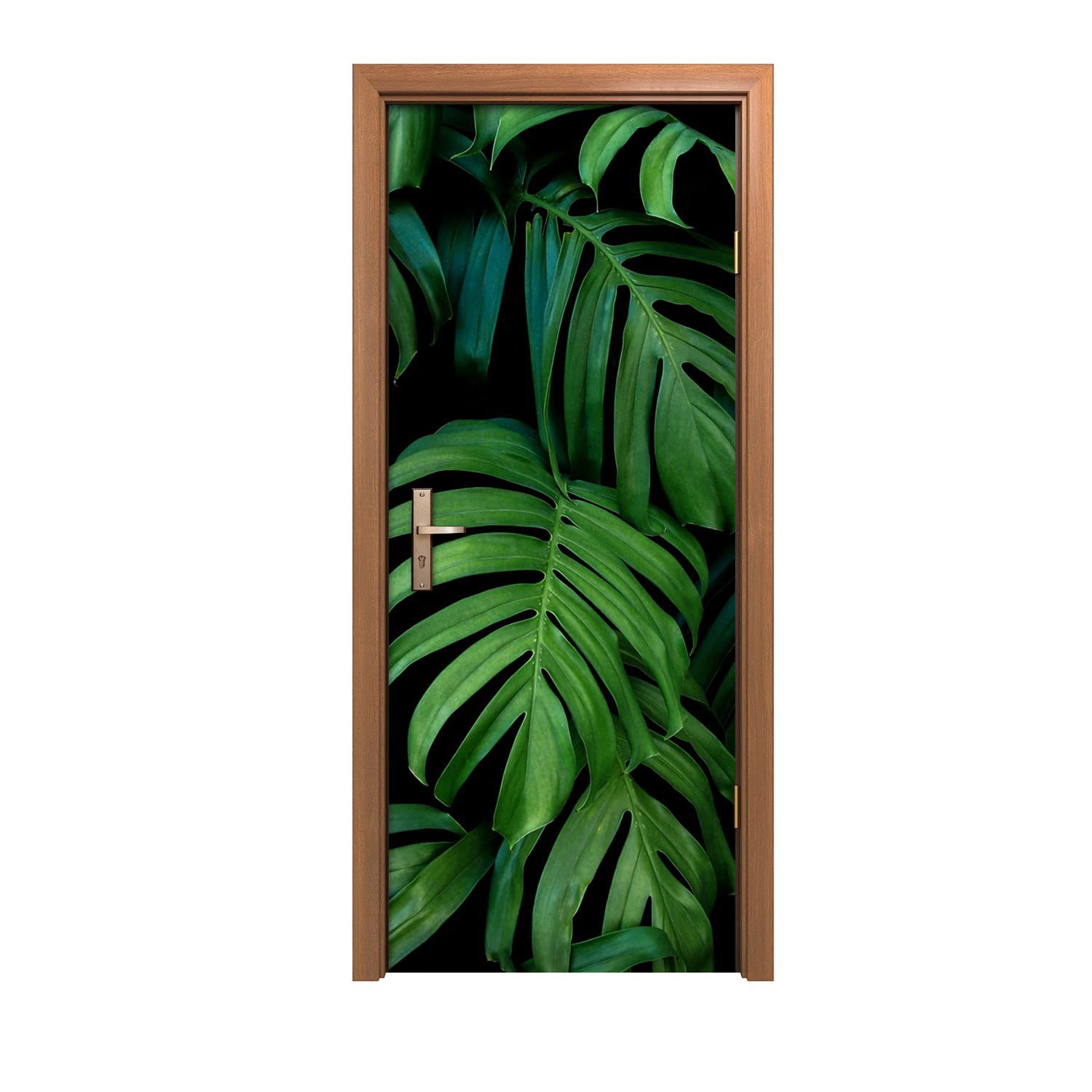 Autocollant de porte 90x200cm pour masquer les imperfections avec un décor mural feuilles de plantes