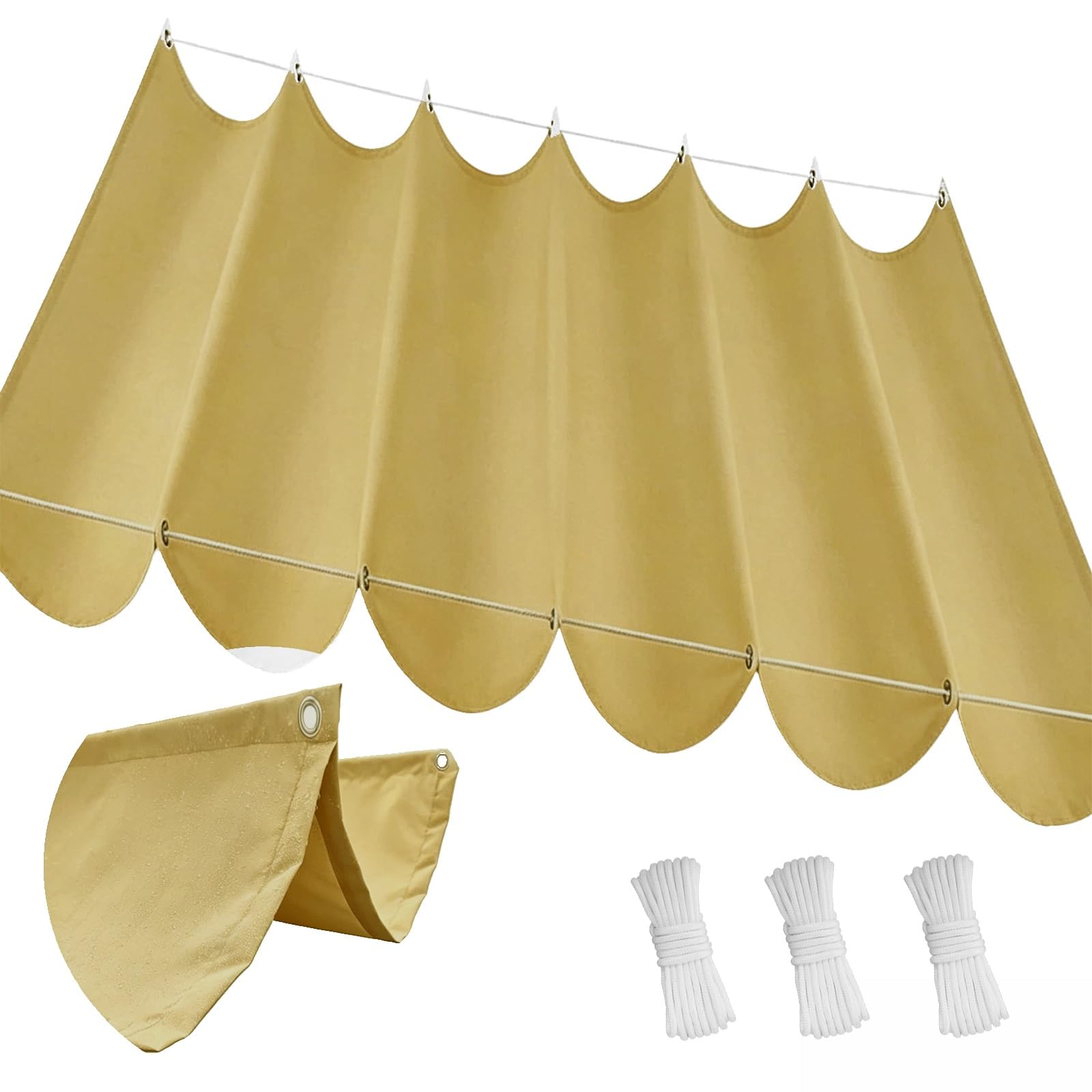 Voile d'ombrage pour pergola anti UV et pluie grande toile coulissante rectangulaire jaune sable