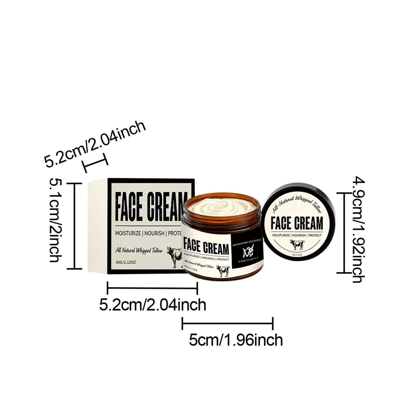 Crème Visage Suif de Boeuf Hydratante, 60 g