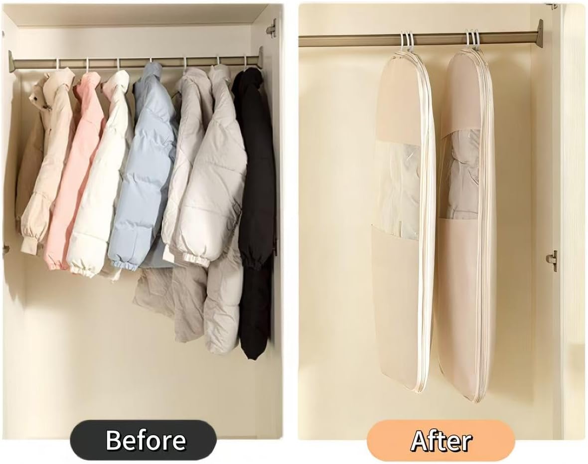 Garment Bag for Travel and Storage, Hanging Clothes Cover with Zipper for Suits, Dresses and Coats, Portable Suit Bag for Men and Women