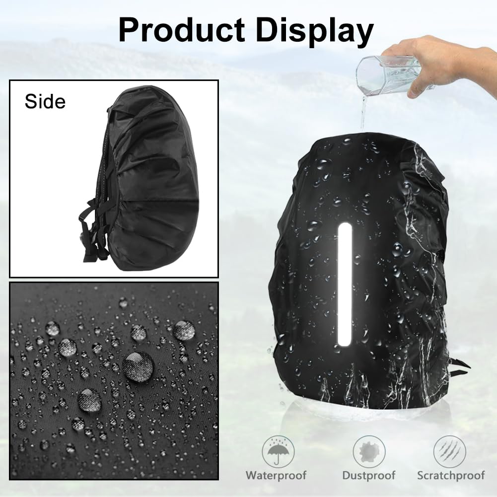 flintronic Coprizaino Antipioggia, Parapioggia per Zaini con Strisce Riflettenti, Coprizaino Impermeabile, Parapioggia per Zaino per Escursionismo, Viaggio, Ciclismo, Campeggio