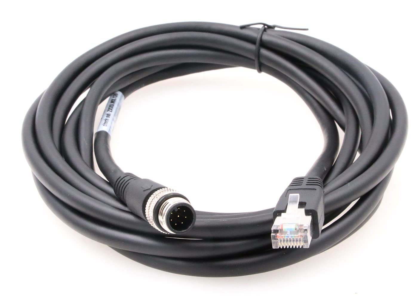 Cable blindado M12 de 8 polos macho A-Code a RJ45 Ethernet Cat-6 para cámara industrial Cognex (negro, 20 m)