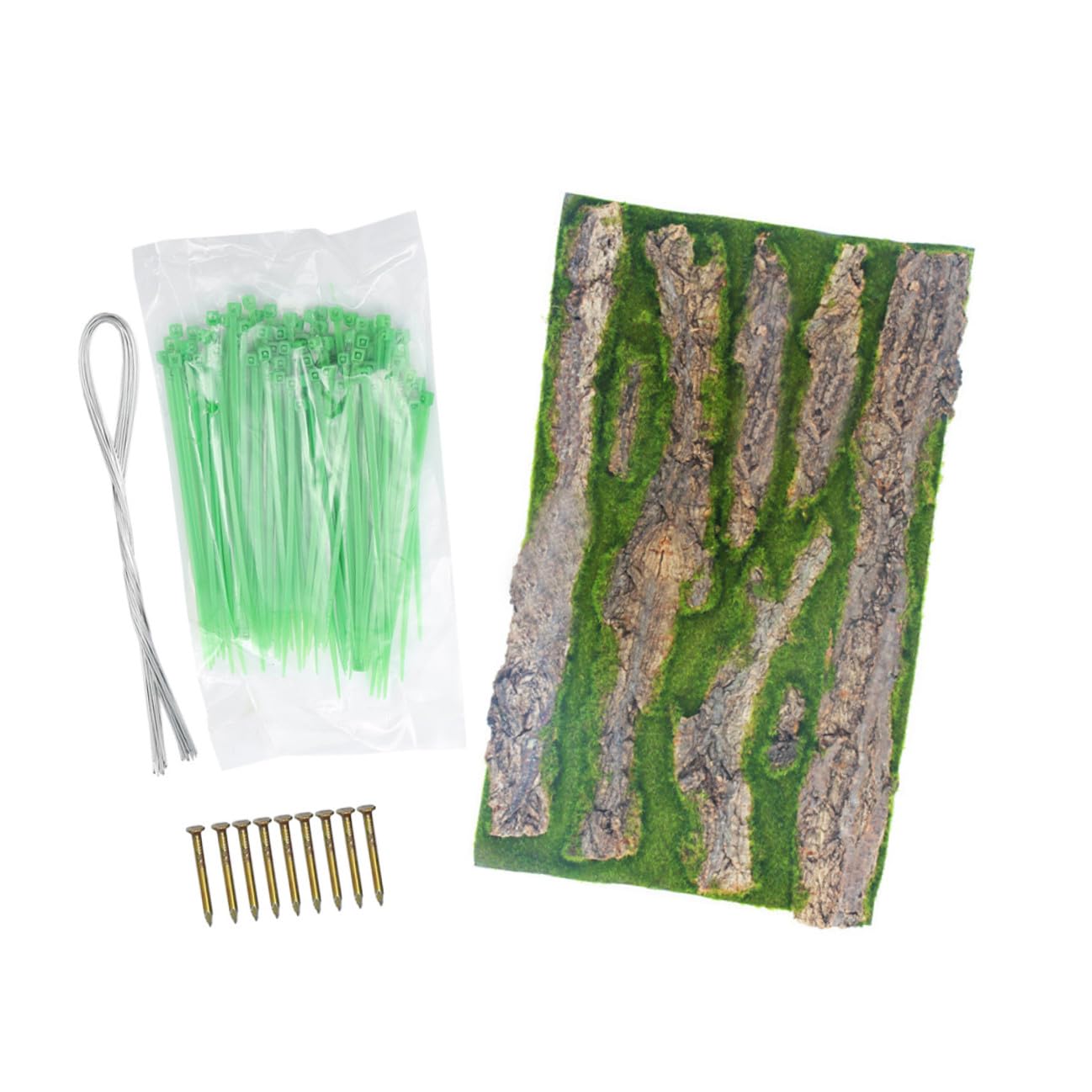 Emulated Bark Board Aquarium Background Decor with Zip Ties 30x50cm Turtle and Fish Tank Landscaping Bark for Reptile