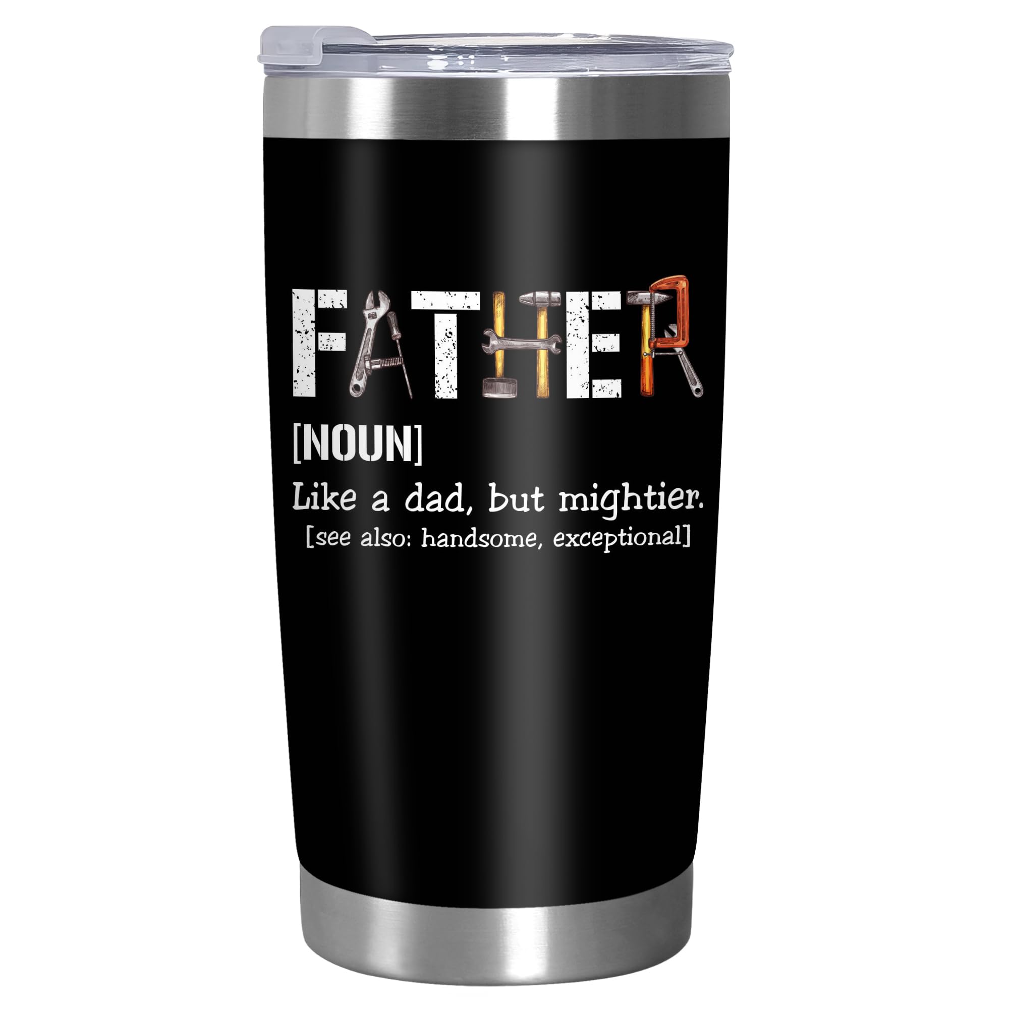 TEEZWONDER Christmas Birthday Gifts for Dad from Daughter Son - Stainless Steel Insulated Coffee Tumbler with Lid 20 oz - Funny Gifts from Kids, Mens