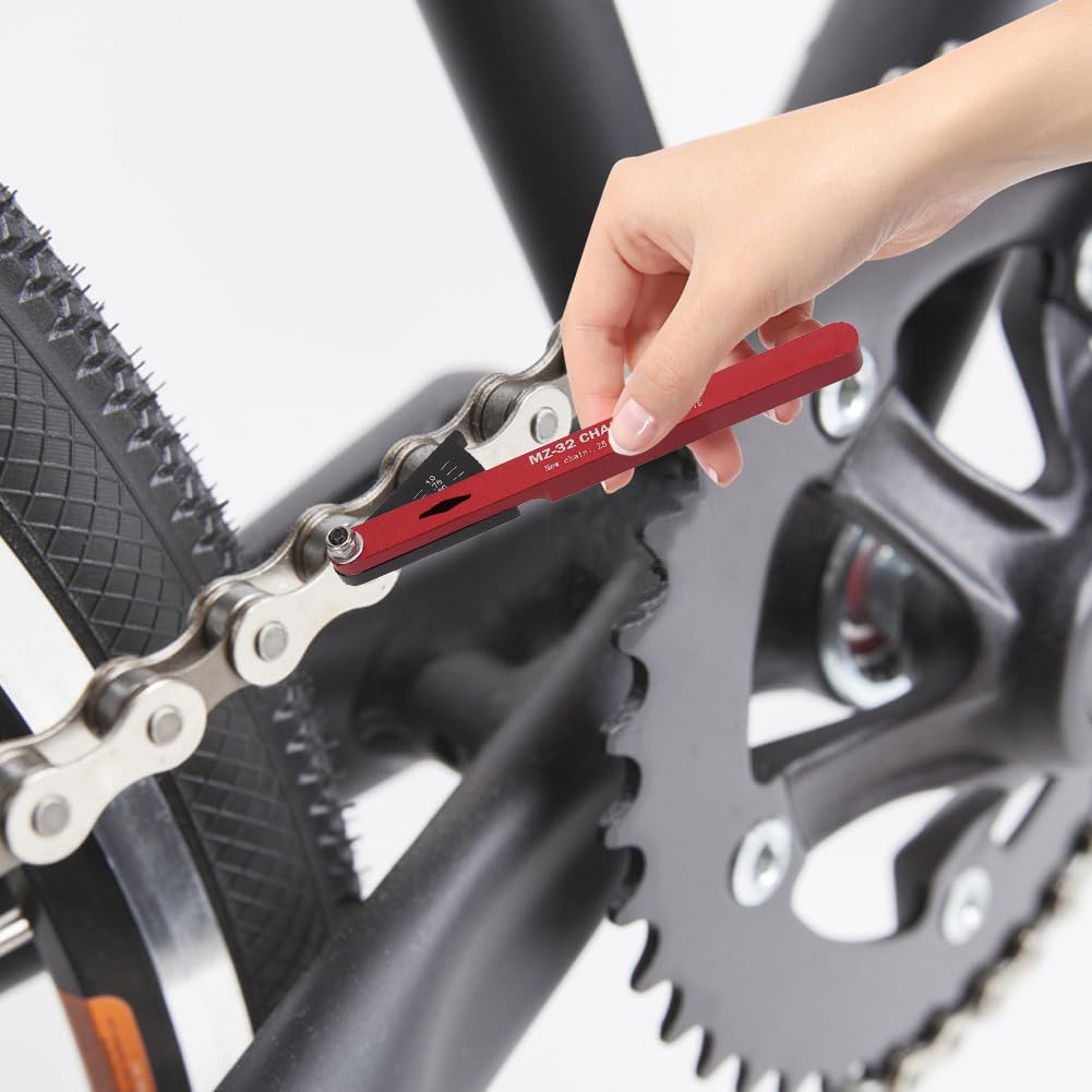 Lwuey Chain Checker, Indicatore Usura Catena Bicicletta Strumento Lega Alluminio Misurazione Lunghezza Angolo Misuratore Riparazione Ciclismo Strada e Mountain Bike della Calibro Road di Indicatori