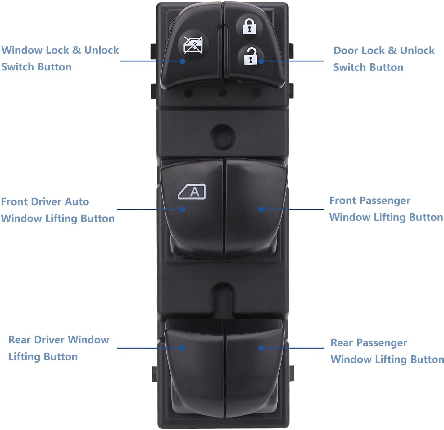 Master Window Switch Power Control Button Compatible with 2013-2018 Nissan Altima/Leaf/Juke, 2013-2019 Sentra, 2014-2017 Rogue, Replaces OEM 25401-3TA5A
