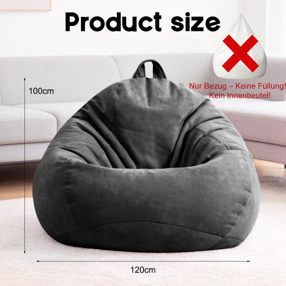 DASIAUTOEM Pouf XL (sans remplissage), Poufs forme goutte uniquement housse, Grand pouf de jeu XL Bean Bag Chair, Pouf sans remplissage pour salon chambre des enfants canapé extérieur déco, 100x120 cm
