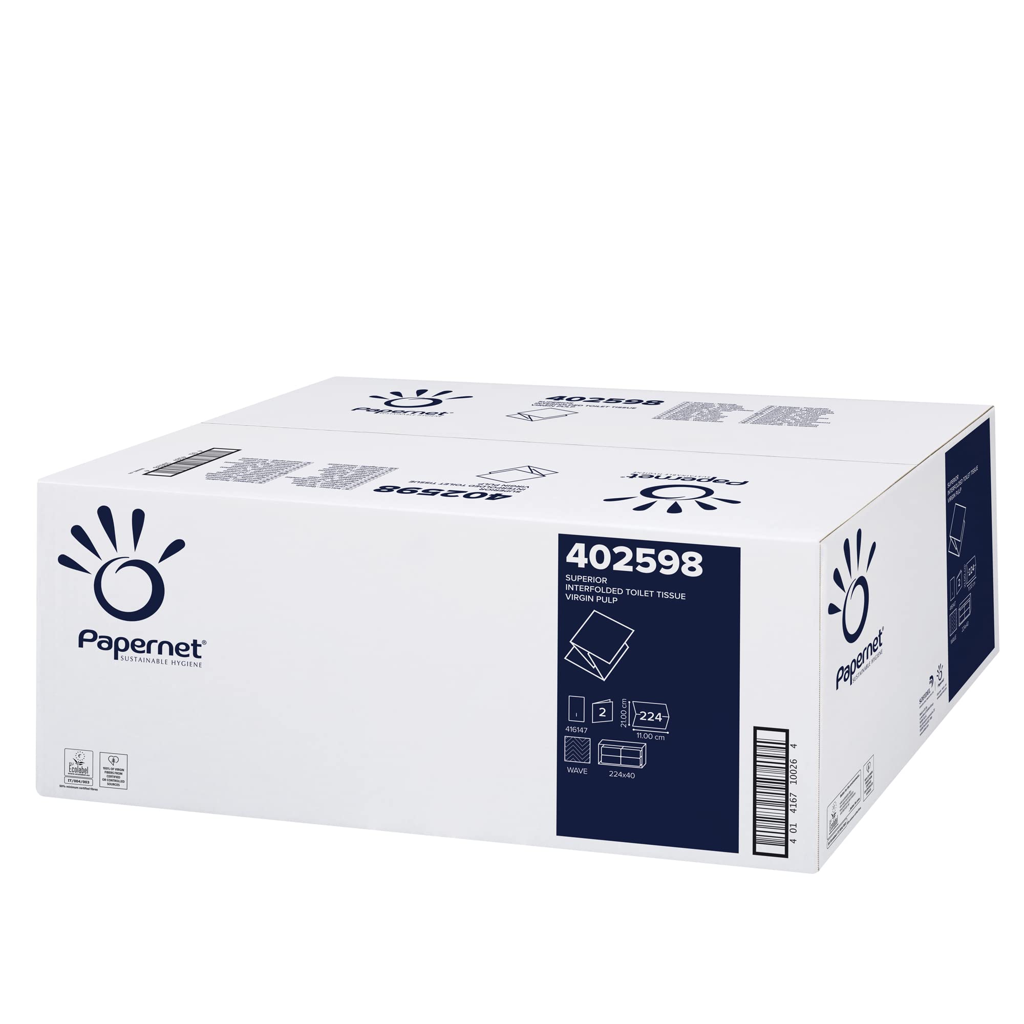 Carta igienica interfogliata - Papernet - pacco da 224 strappi