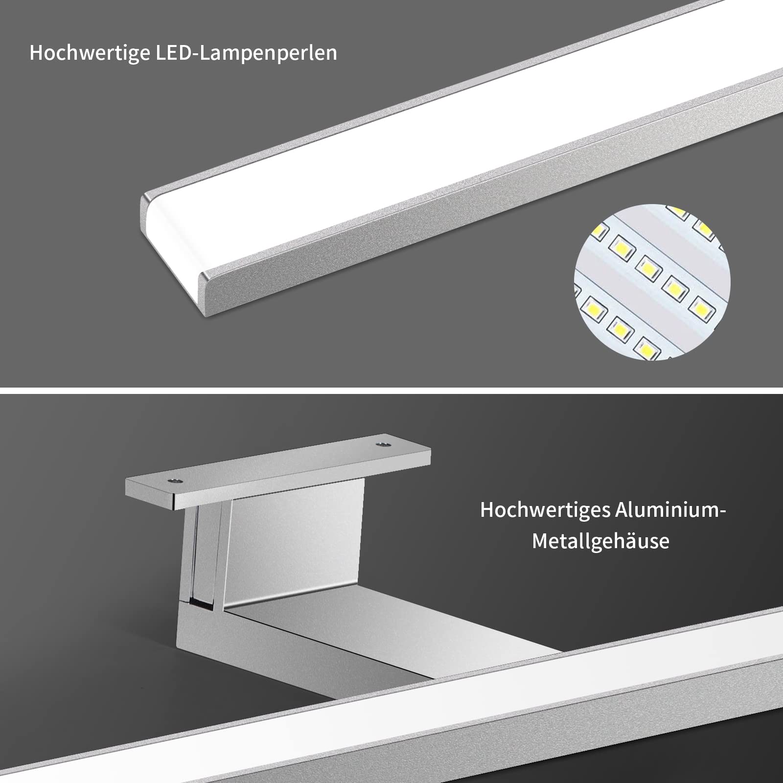 ERWEY 8W Lampada da Specchio Led per Bagno, 4000K Bianco Neutro 60cm 680lm, Lampada da Armadio IP44, Luce da Bagno per Spechio in Alluminio Luce per Trucco 230V (600mm)