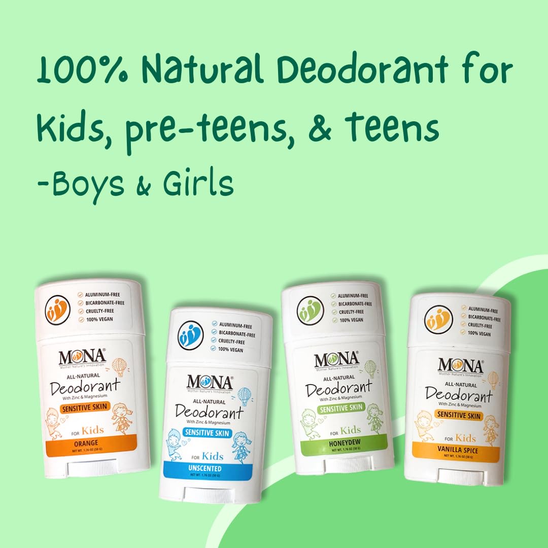 MONA Honeydew Natural Deodorant for Kids, Preteens & Teens, Aluminum Free, Gluten and Baking Soda Free, Gentle for Sensitive Skin, Vegan Kids Deodorant Stick, 2-Pack - Image 8