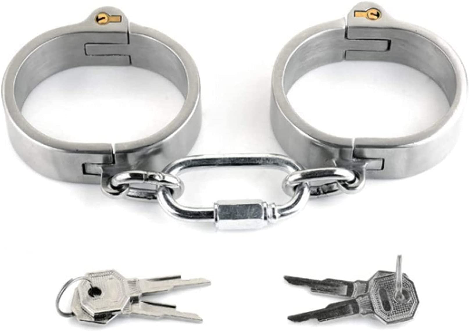 HeYie SM heavy metal handcuffs, erotic bondage stainless steel oval handcuffs fetish slave wrist cuffs handcuffs with lock and key (Size : Male)
