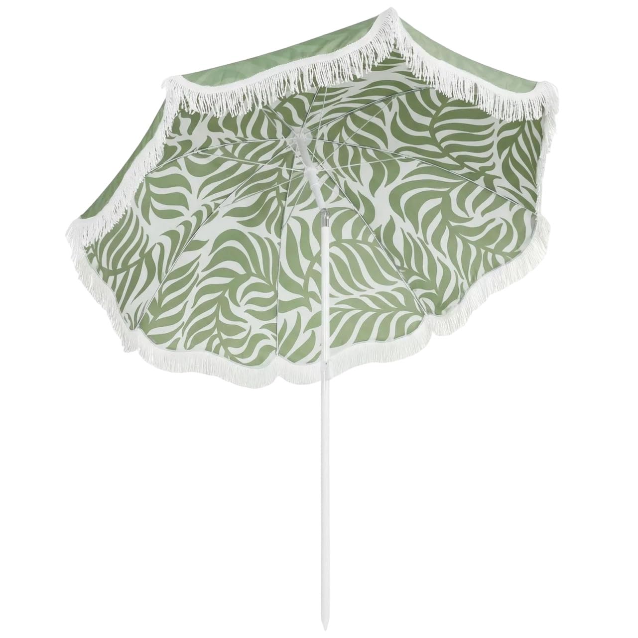 200 cm Parasol Plażowy w Boho z Frędzlami, Przenośny Nachylenia Parasol Przeciwsłoneczny z Nadrukiem i Torbą Transportową, UPF30+ do Ogrodu, Basenu