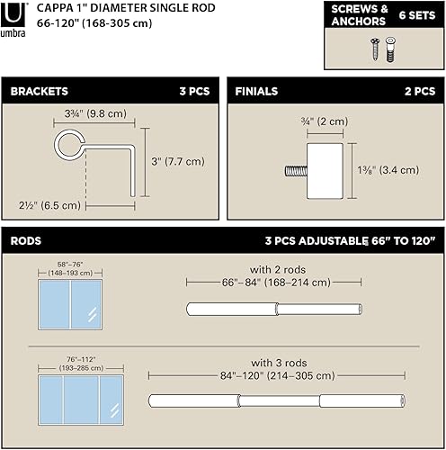 Miniatura 3 de Umbra Cappa travesaño de cortina para ventana de 1 pulgada