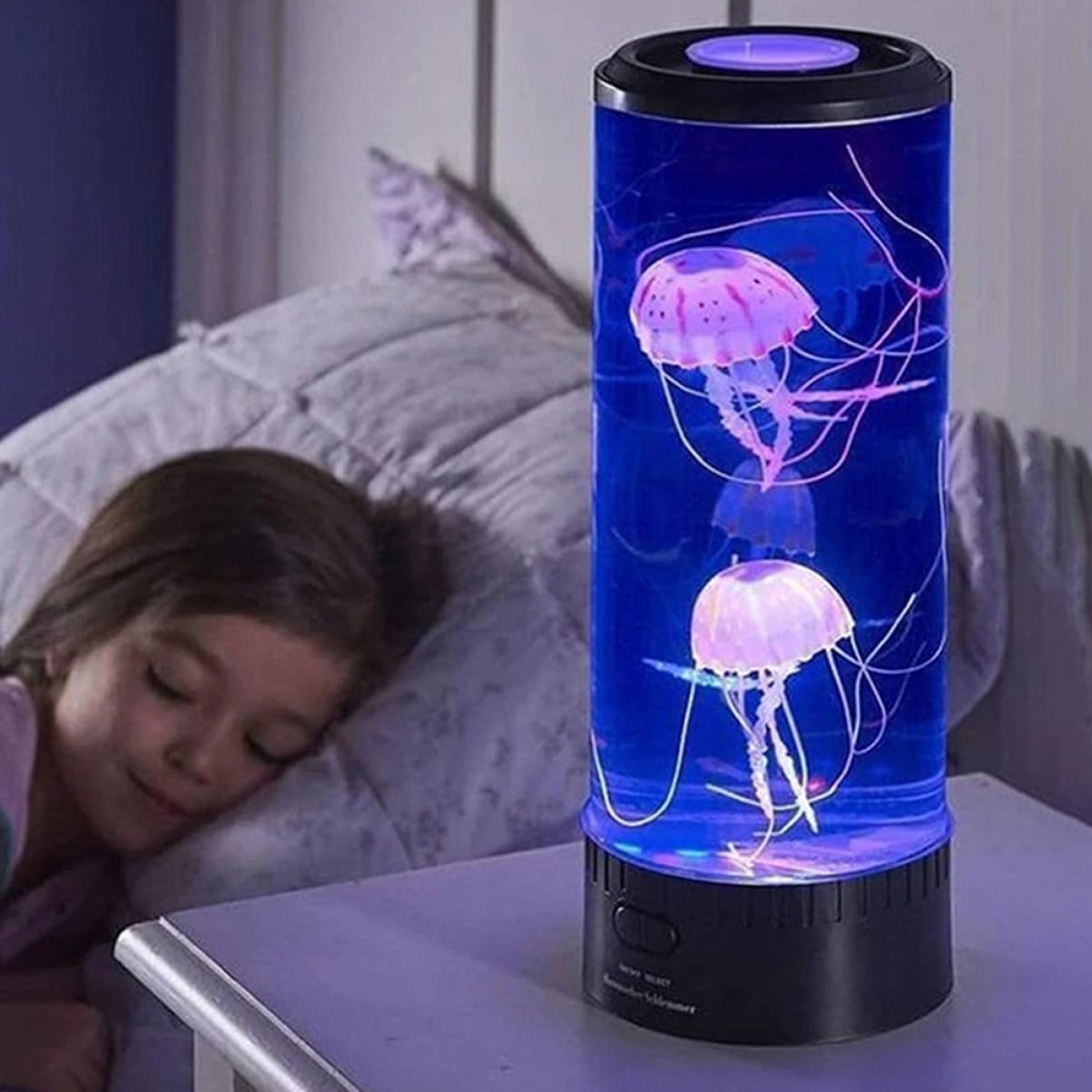 Lámpara de Noche LED de Medusas para Dormitorio Luz Tersa y Decoración en Abs y Acrílico, Incluye Cable USB para Ambiente Relajante Hogar