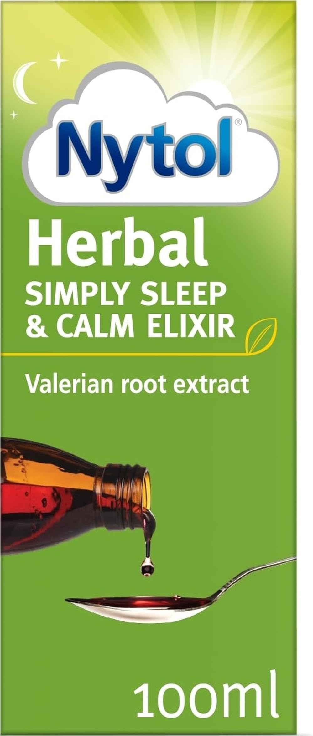 Nytol Herbal Sleep and Calm Elixir with Valerian 100ml | For mild anxiety that makes sleep difficult, valerian liquid for adults who prefer not to take tablets, 10ml before bed