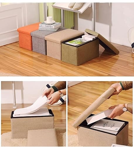 Miniatura 6 de FS-LN01, organizador para almacenamiento de ropa, con revestimiento, plegable, tipo Ottoman, cubo con escalón para descansar los pies, para living,