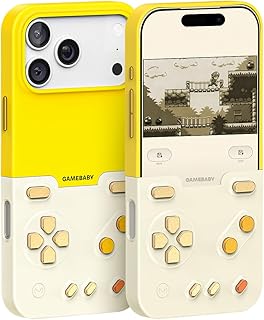 Bitmolab GAMEBABY for iPhone 17 Pro Max Case, Innovative Game Controller Phone Case, Mobile Phone Case iPhone 17 Pro Max for GBA, GBC, NES Handheld Retro Games, Yellow