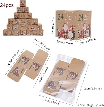 Christmas Calendar Box Christmas 24 Days Advent | Decorative Holiday Calendar Box for Family Kids Adults Living Room Bedroom Fireplace Table Window Party Wedding
