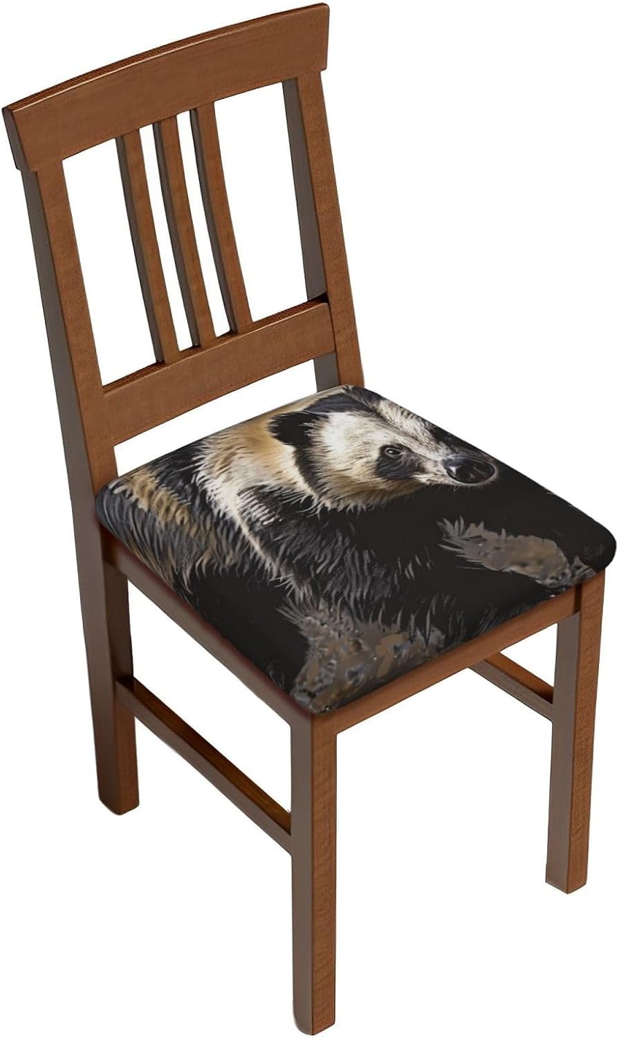 Badger Print Square Cushion Covers 6 Pcs Set Elastic Non-Slip Seat Cushion Slipcovers Pet Furniture Protectors for Chair, Sofa