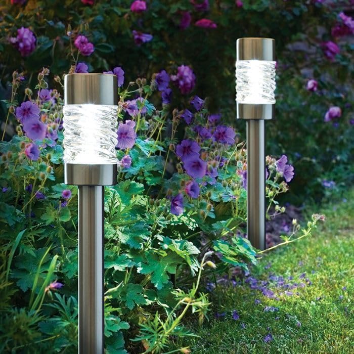 Picture of Garden Mile Solar Powered Stainless Steel Garden Lighting LED Garden ...