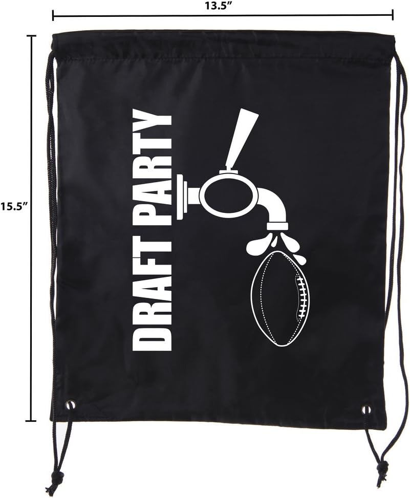 Fantasy Football Draft Bags| Drawstring Backpacks for Fantasy Football Parties, Fantasy football supplies - 10PK Black CA2500DraftPTY S3