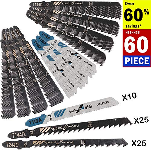 60PCS T Shank Jigsaw Blades Set for Wood Plastic Metal Replace Bosch DEWALT