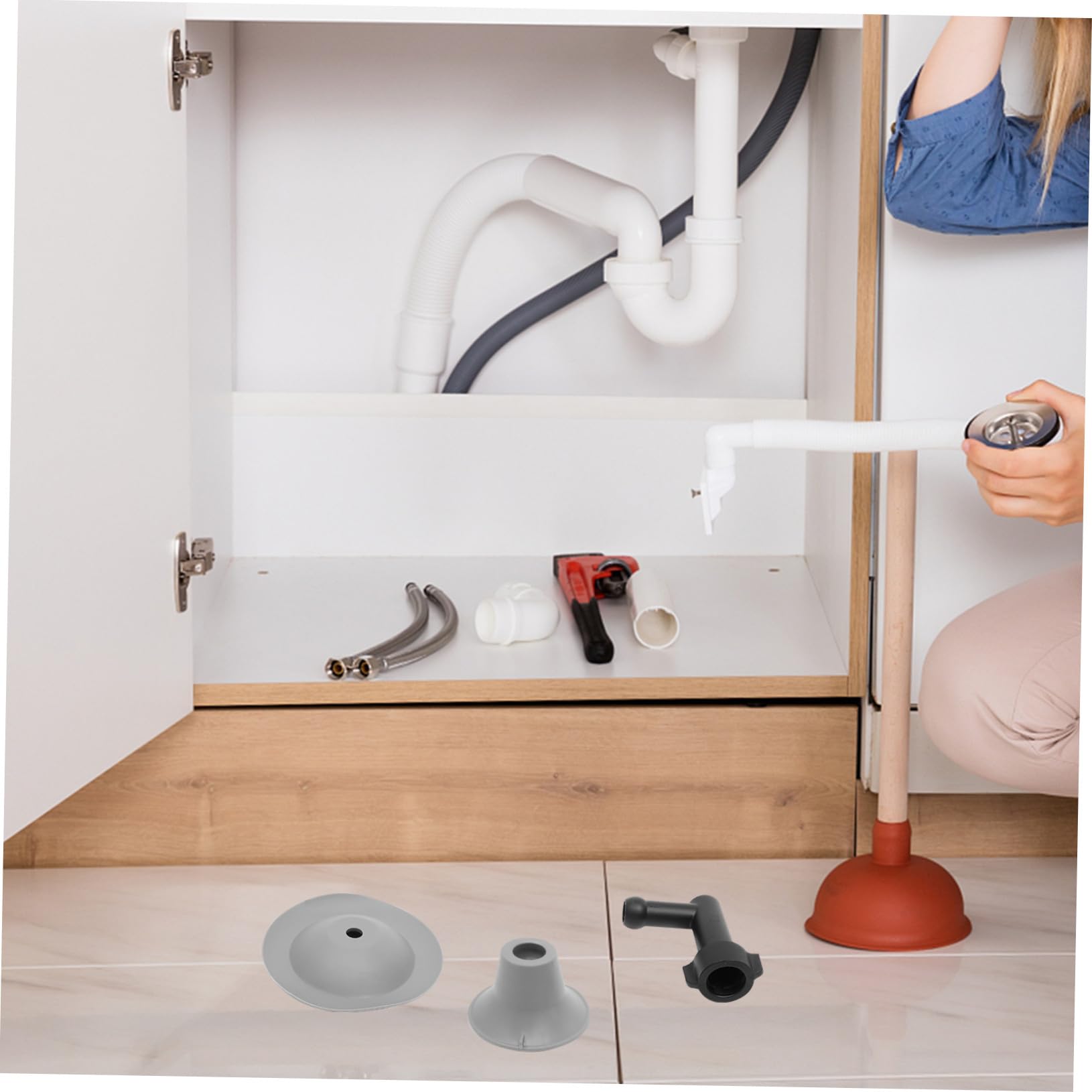 Ventouse de Toilette Poignée Ergonomique et Tête Rotative pour Déboucher