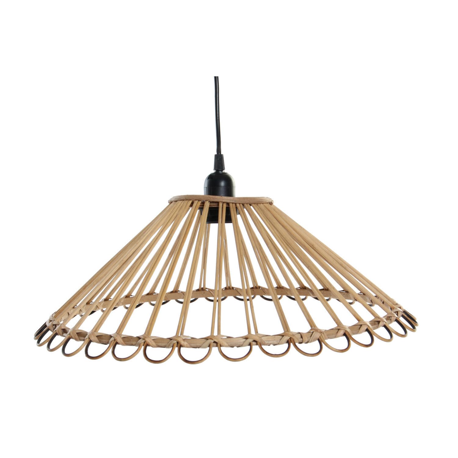 Lampe plafond rotin naturel 45cm pour chambre parentale chic