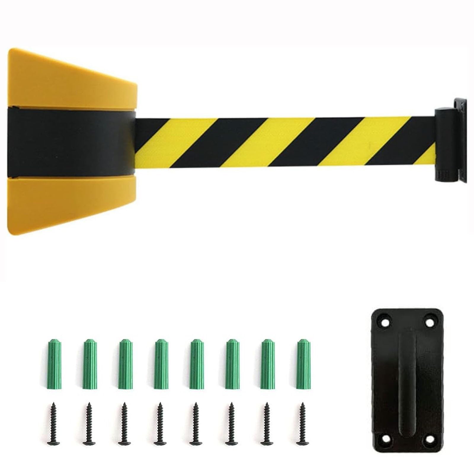 Retractable Belt Barrier, with mounting Accessories,6.6/9.8/16.4FT Wall Mount Safety Cordon Barrier,Queuing Safety Tape Cordon for Outdoor Ribbon Control Crowd(A,3M/9.8FT)