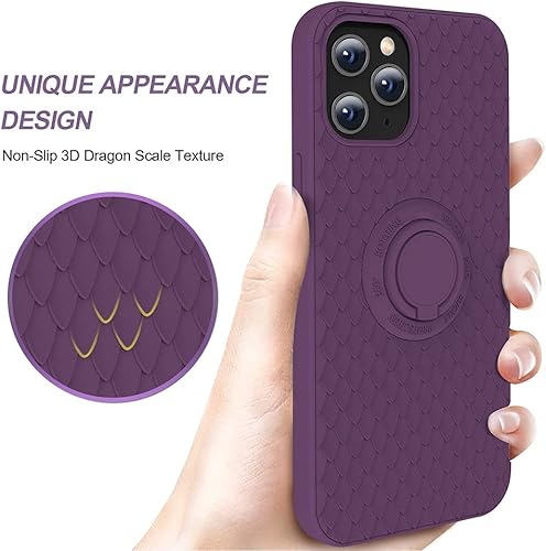 Miniatura 4 de TISOOG Funda compatible con iPhone 12 Pro Max Linda serie Dragon Scale con forro de microfibra suave antiarañazos y soporte de anillo, funda