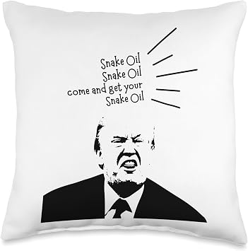 Modern Snake Oil Salesman Republican Never Donald T Throw Pillow
