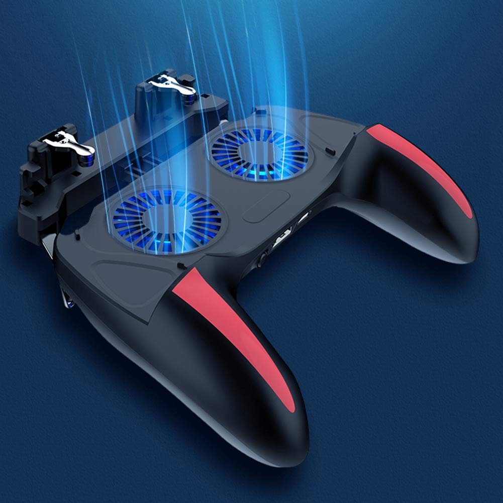 VBESTLIFE Wärmeableitung Gamepad, Gamepad für Handy-Gamecontroller mit Zwei Lüftern für 4,7-6,5-Zoll-Telefone(5000mah)
