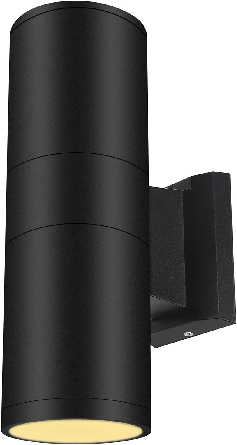LED Outdoor Wall Sconce Exterior Wall Lamp Up Down Light Okelux 30W Cylinder Waterproof IP65, Black Fixture (Warm White 3000K), 5 Years Warranty