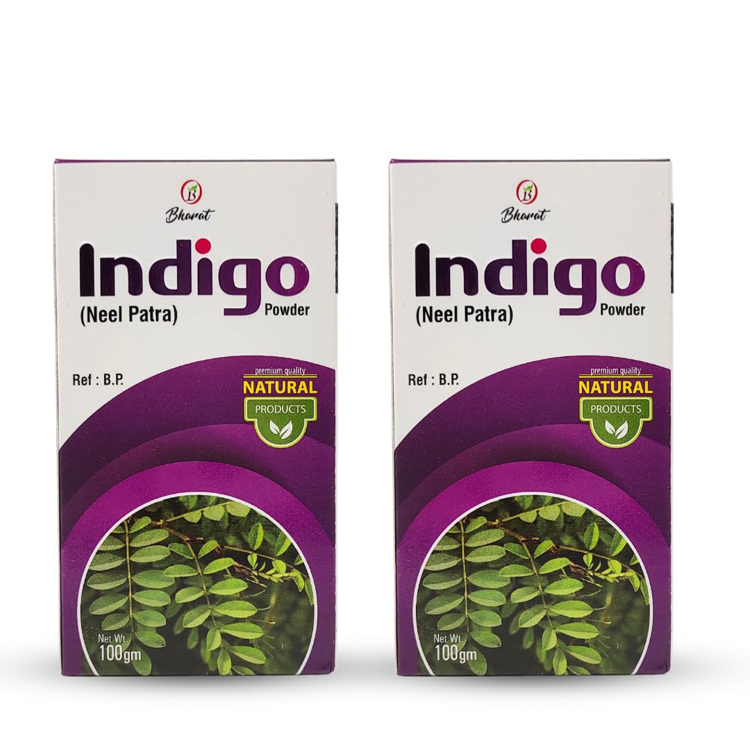Bharat Ayurvedic Aushdhalaya Natural and Pure 100GM Indigo Powder - Pack of 2 (100Gm Each Pack) Indigo Powder Natural Hair Coloring, Organic Indigo Powder Protects hair from Damage-picture-46