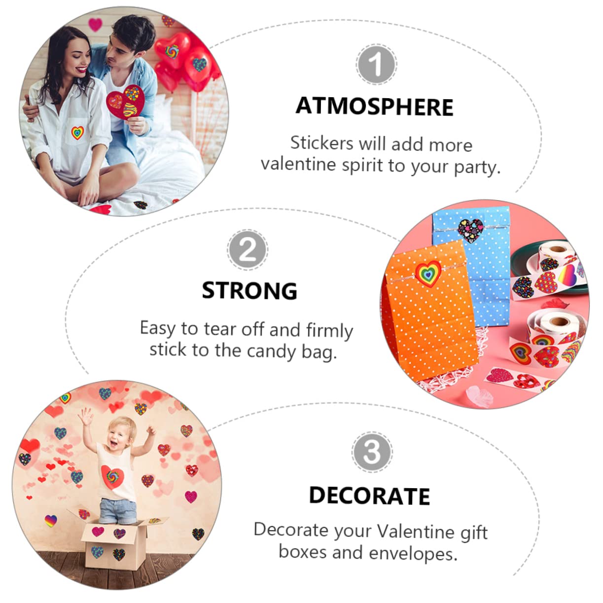 MAGICLULU 3sets Etichette Adesive Forma Di Cuore Per Decorazioni Di Matrimonio e Rosso Blu Per Gadget e Regali Per Invitati