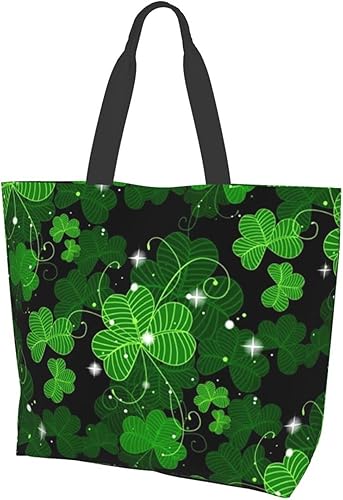 Miniatura 1 de ASYG Bolsa de trébol para el día de San Patricio para mujer bolsas de comestibles reutilizables lindas bolsas de compras para ir de compras y playa