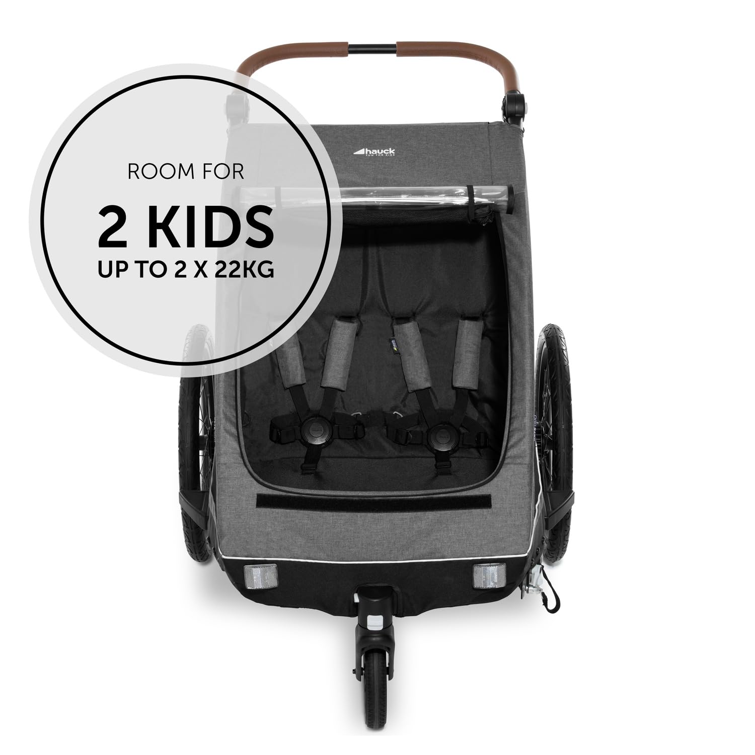 Hauck Dryk Duo Rimorchio Bici e Passeggino 2in1 per 2 Bambini fino a 22 kg, Pieghevole