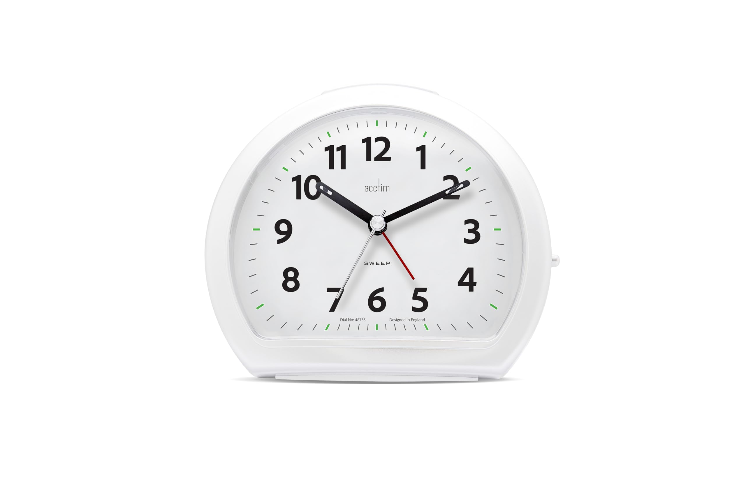 Acctim Colm Smartlite Non-Ticking Sweep Alarm Clock, White, Analogue Display