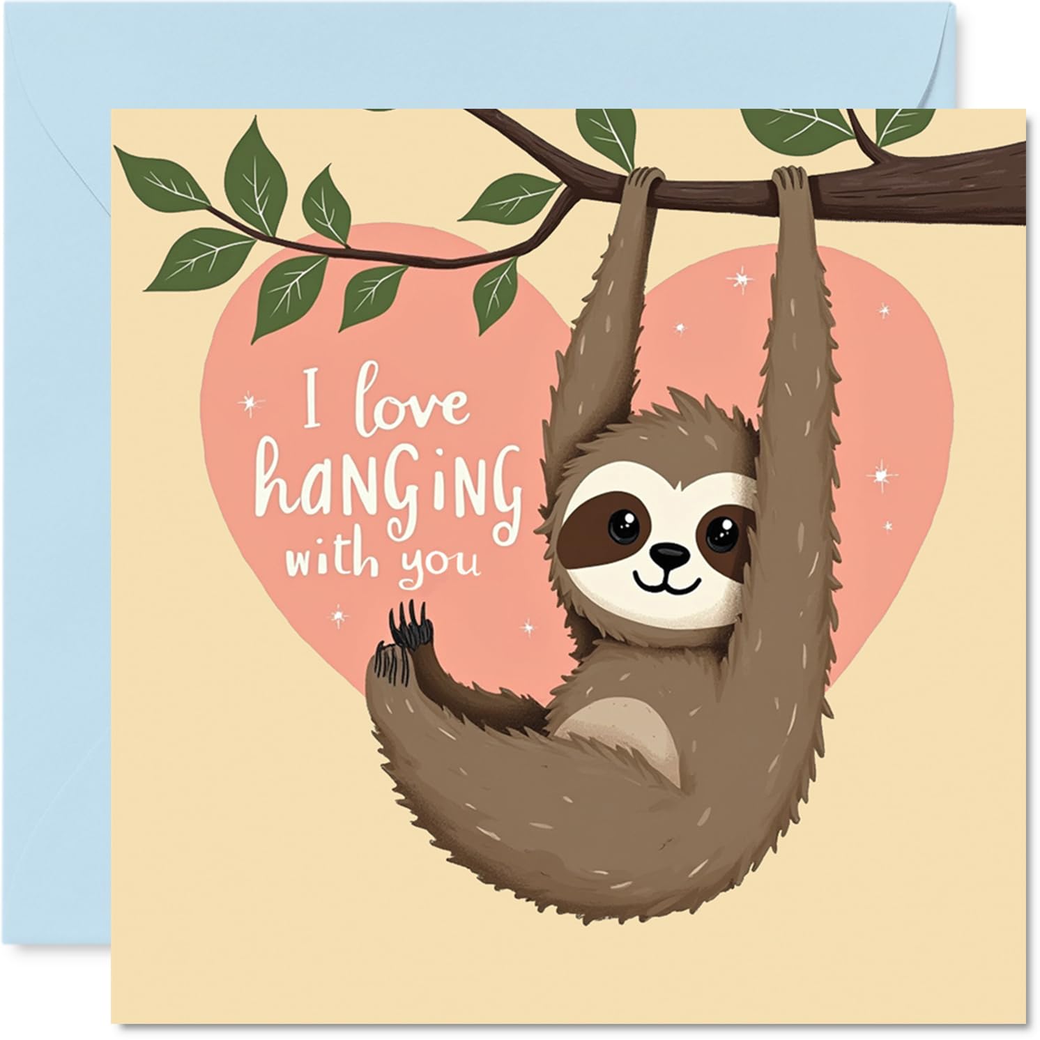 Birthday Card - Sloth Hanging Around - Happy Birthday Card for from Colleague Friends, 145mm Bday Greeting Cards