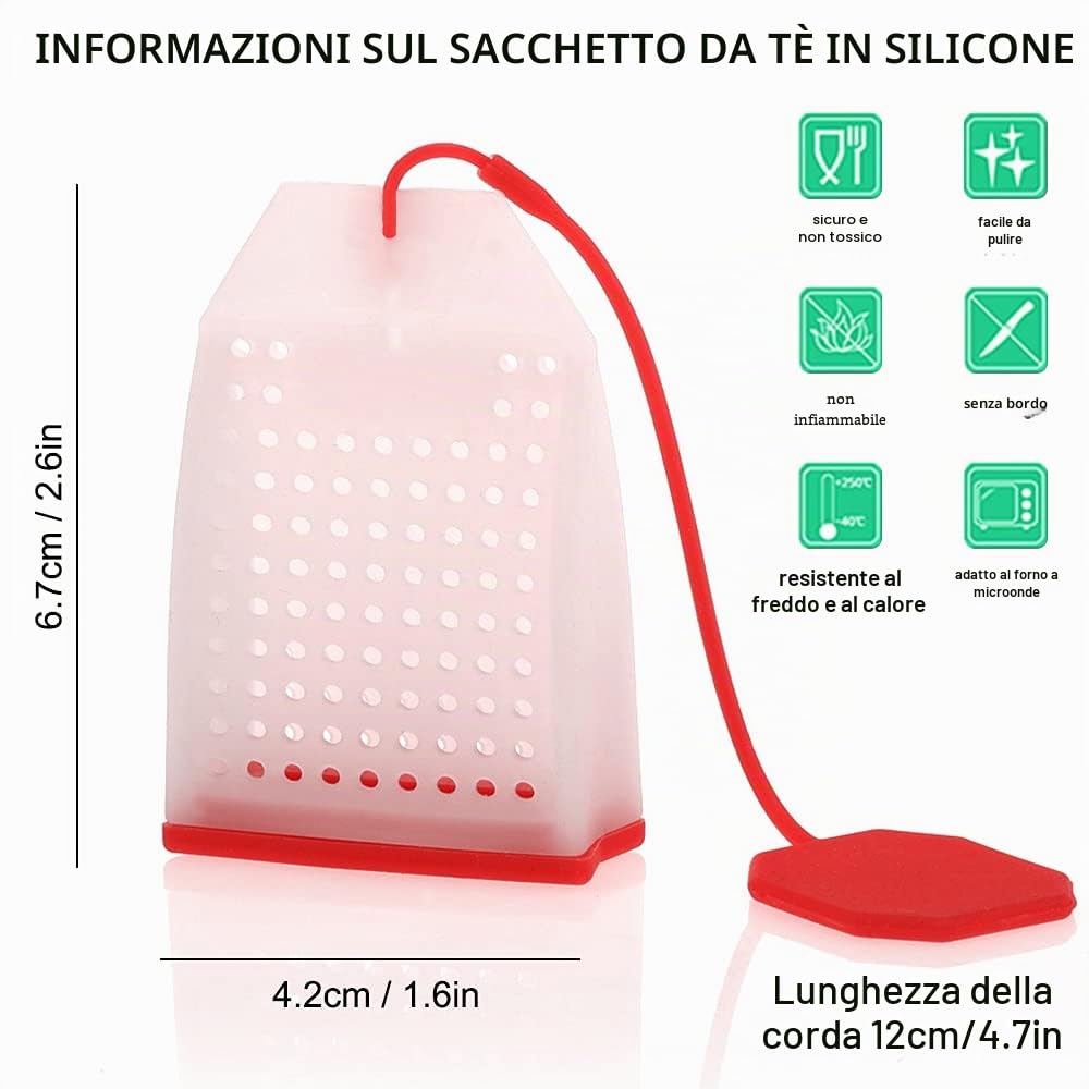 FineGood - Confezione da 6 infusori in silicone riutilizzabili con filtro per tè, con 6 colori