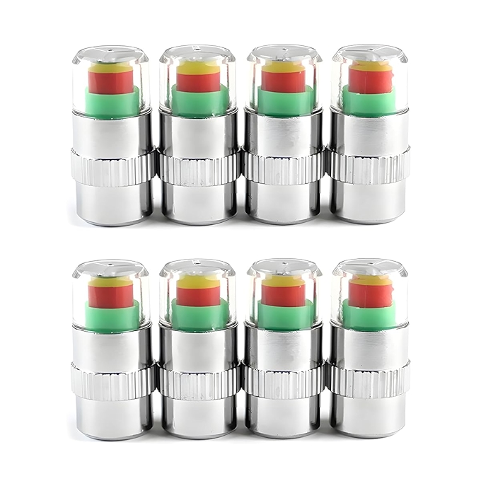 JUSTTOP 轮胎气压监测阀门芯帽 8件套 银色 通用适配汽车SUV卡车与摩托车