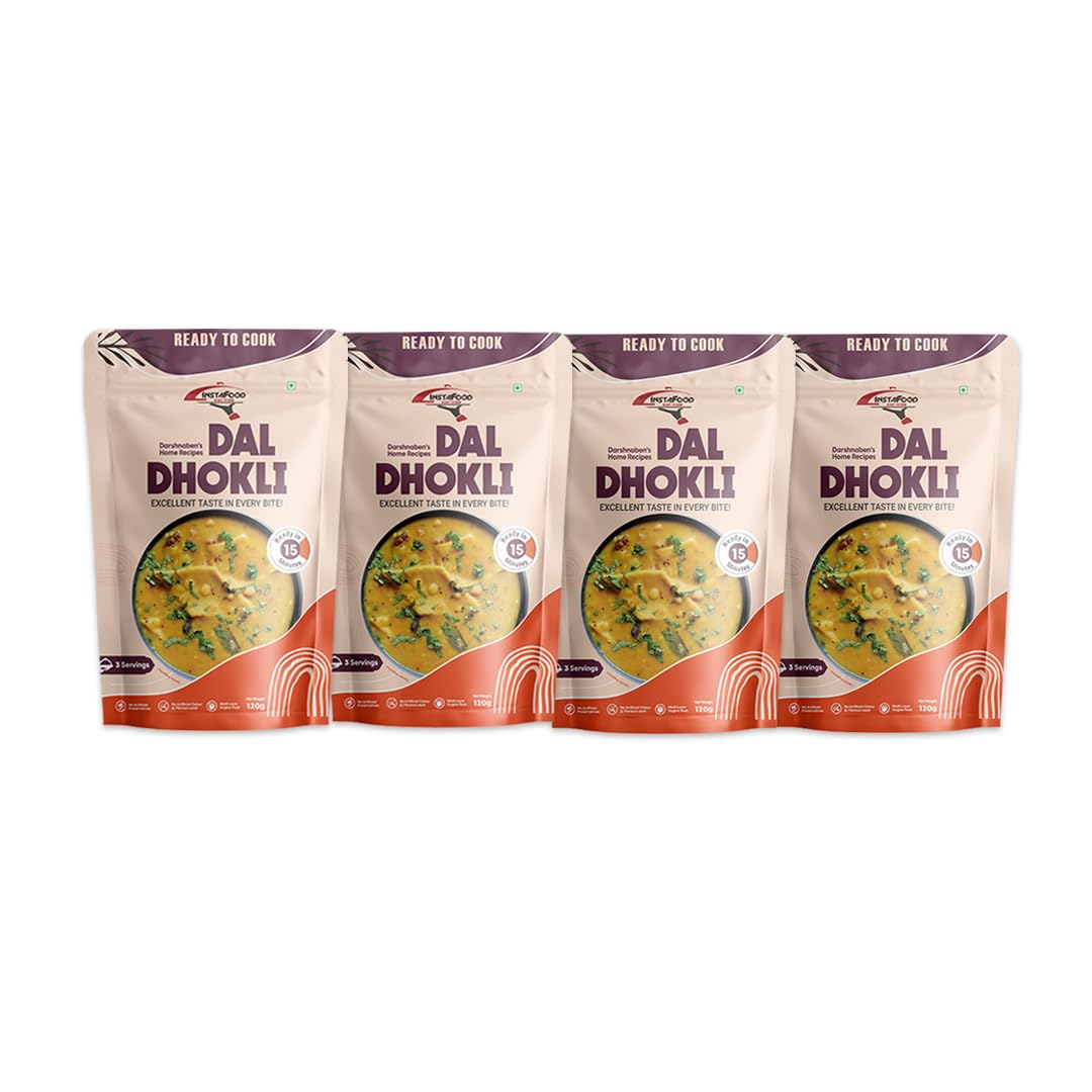 INSTAFOOD Gujarati Dal Dhokli | Ready to Eat & Cook Meal | 3-4 Servings Each |Pack of 4 (Each 120g)| After Cooking Gets 3KG to Serve | Zip Lock Packaging | Vegetarian Meal| Just Add Water and Cook (B0B8YYGFWD) Amazon Price History, Amazon Price Tracker