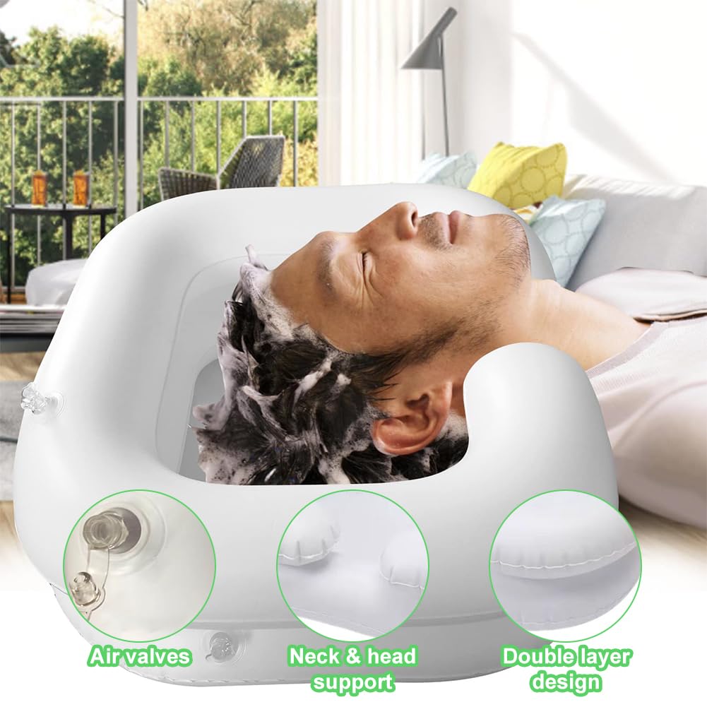 Champú Hinchable para Lavabo,Lavabo Inflable para el Cabello,Lavacabezas Hinchable Portátil para Casa,Lavacabezas para personas encamadas,Lavacabezas Portatil,Lavabo Inflable para Lavar el Cabello