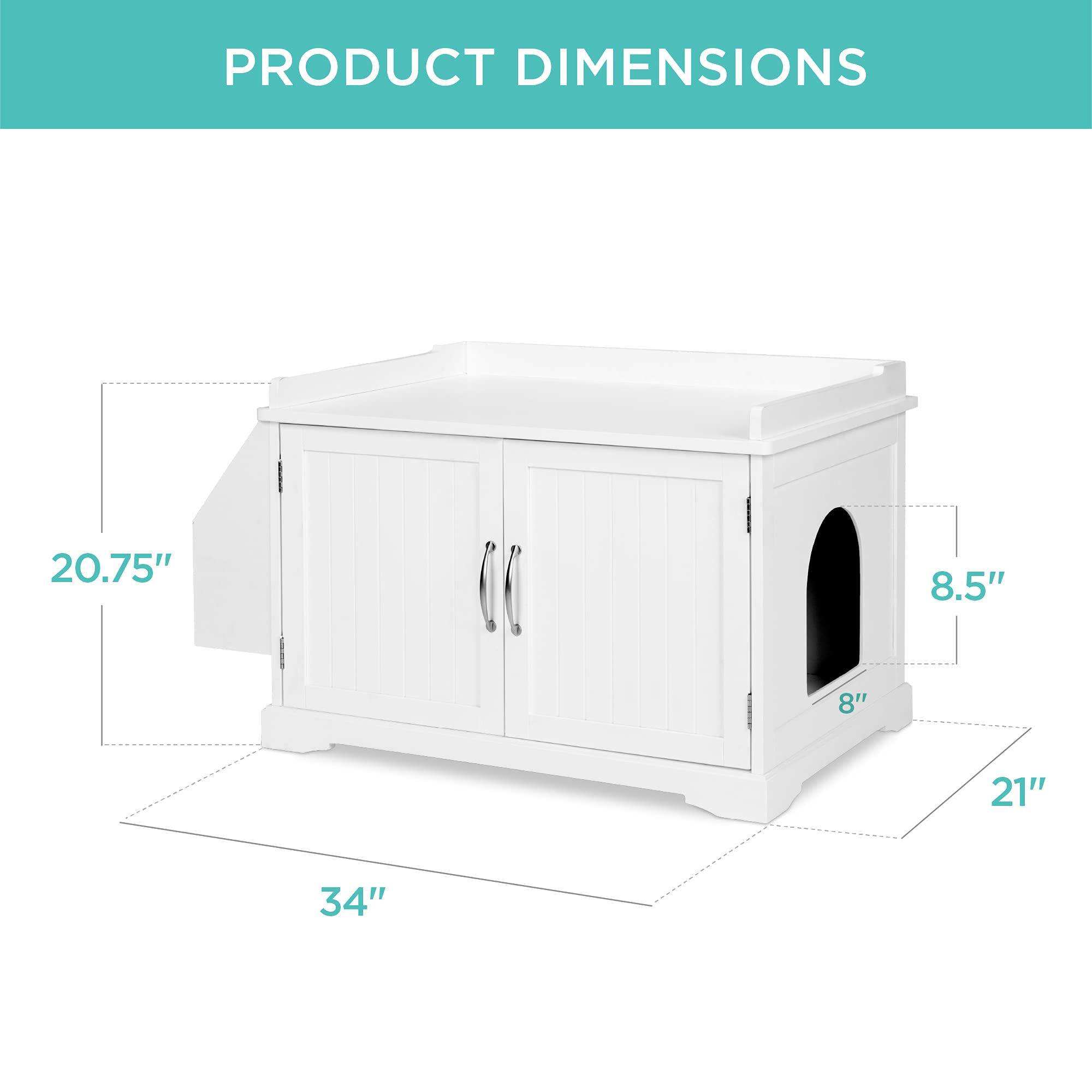 Best Choice Products Large Wooden Cat Litter Box Enclosure, Washroom