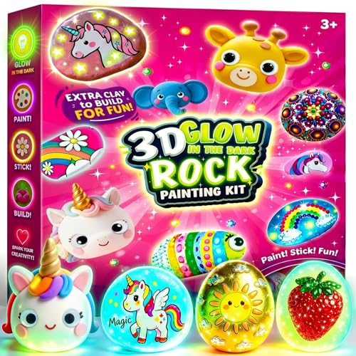 Bastelset Mädchen 6 7 8 9 10 Jahre Einhorn Steine Bemalen Set Einhörner Spielzeug ab 5 6 7 Jahre Ostern Geschenke für Mädchen 5 6 7 8 9 10 Jahre Basteln Kinder ab 6-12 Im Dunkeln Leuchten Halloween