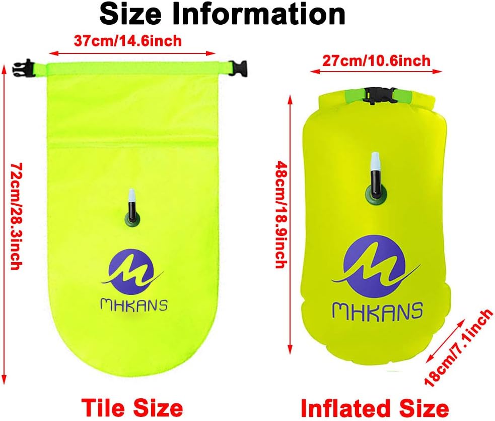 YMLHOME Swim Buoy 20L Swimming Safety Buoy Float Dry Bag with Adjustable Waist Belt and Waterproof Cell Phone Bag for Open Water Swimmers and Safer Swim Training (Green) : Sports & Outdoors