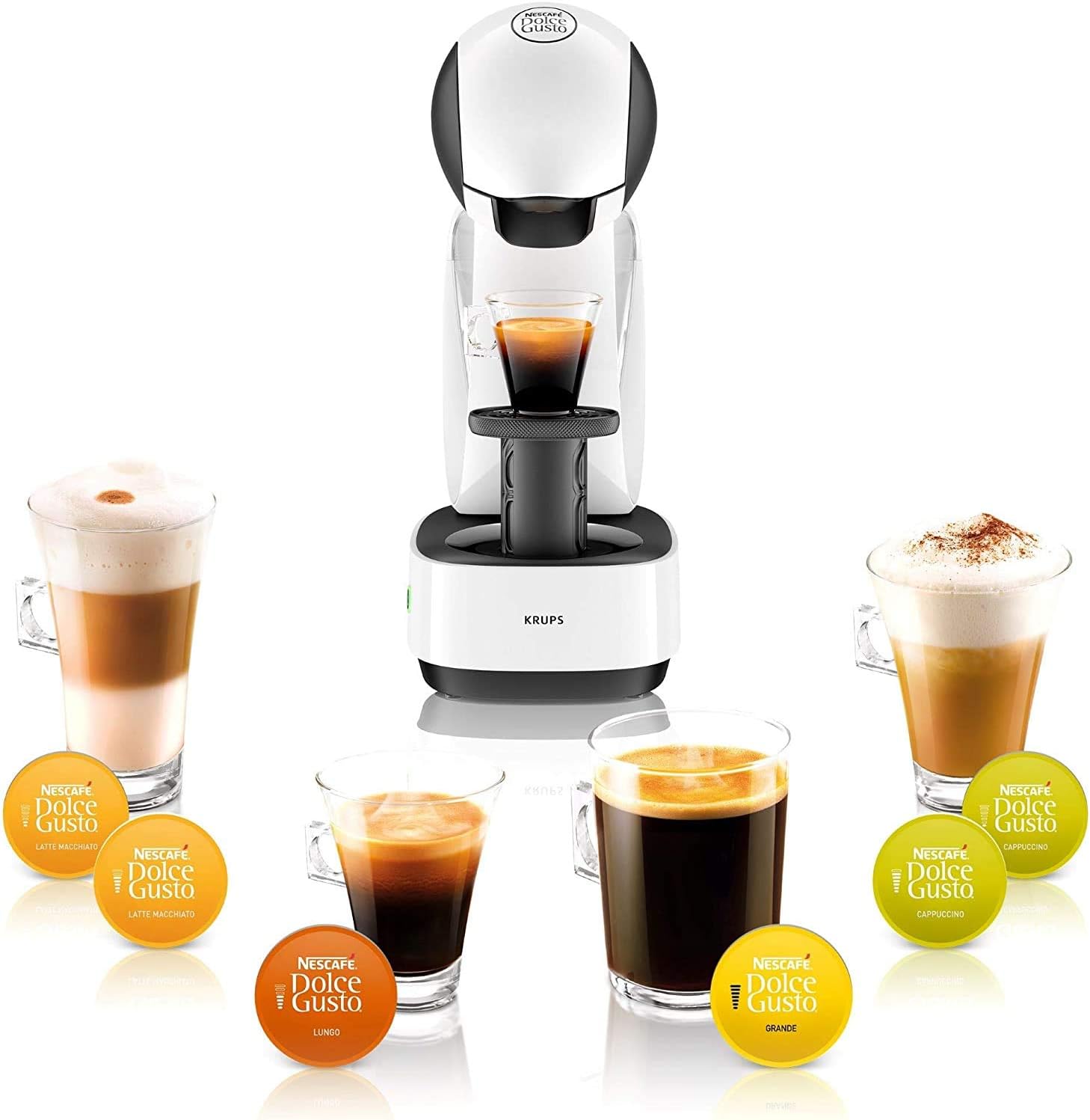 NESCAFÉ DOLCE GUSTO Krups Infinissima Macchina per Caffè Espresso e Altre bevande in capsula, Manuale, Bianco