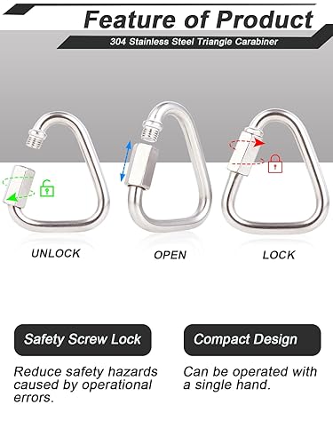 Miniatura 4 de DELSWIN Triangle Carabiner Quick Chain Links - 2.9 Inch Stainless Steel Delta Quick Link, Heavy-Duty Marine Grade Carabiner Clip for Boat, Fitness,